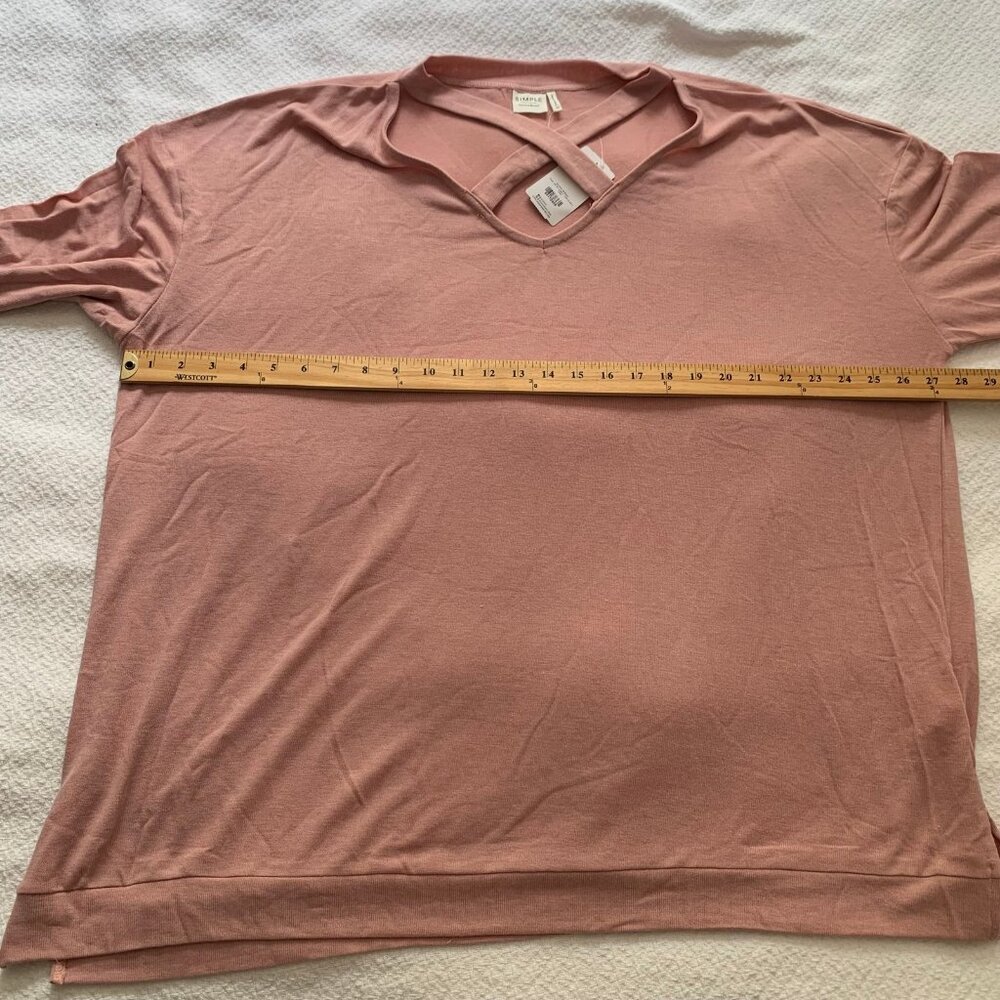 NEW Suzanne Betro Top Women 4X Pink Crisscross V-Neck Smocked Cuff Long Sleeve - Picture 9 of 10